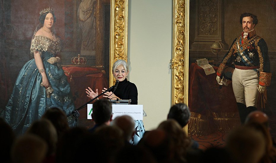 Patricia del Pozo en la inauguración de la exposición sobre la saga artística de los Bécquer en el Museo de Bellas Artes de Sevilla.